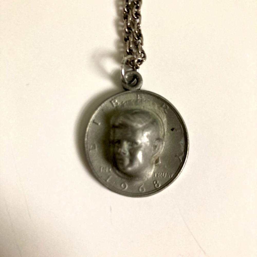 Half Dollar Coin JFK Necklace Silver